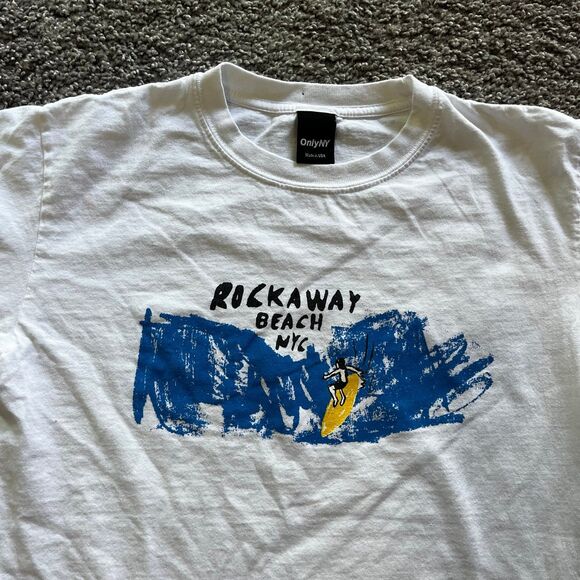 VTG 90s Rockaway Beach NYC New York City Surf T Shirt Surfing Y2K Size Small - Picture 2 of 6